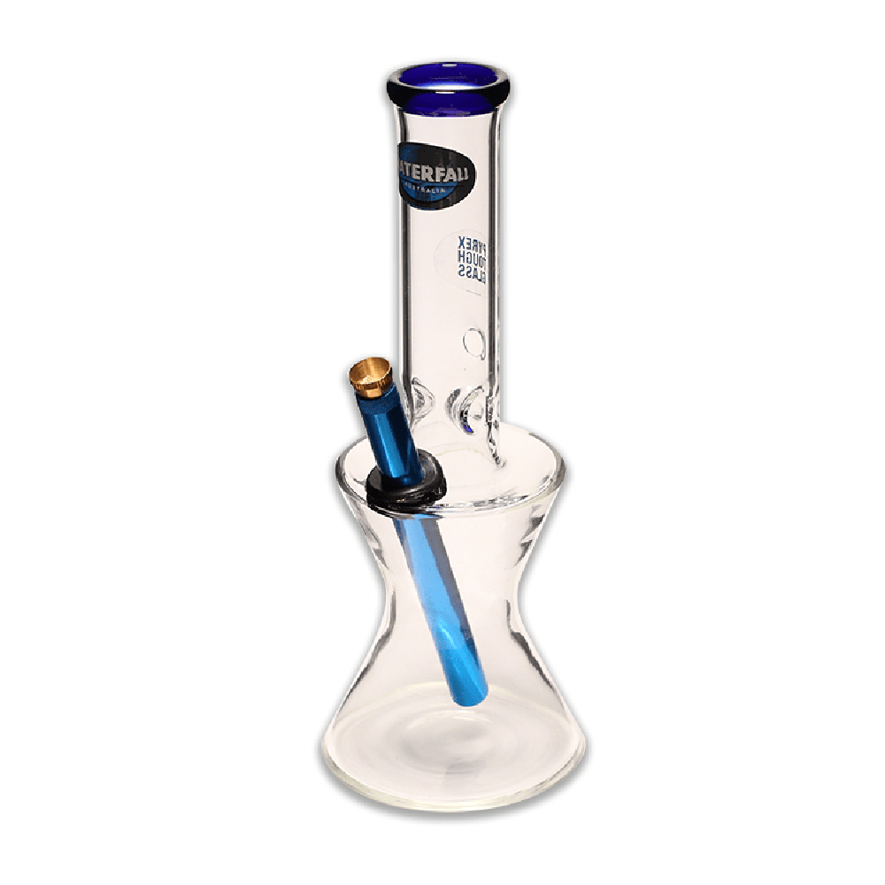 WATERFALL - HOURGLASS MEDIUM GLASS BONG (BLUE) Waterfall