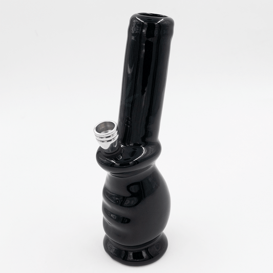 Gripper Ceramic Bong - Black (Green Leaf) The Bong Shop