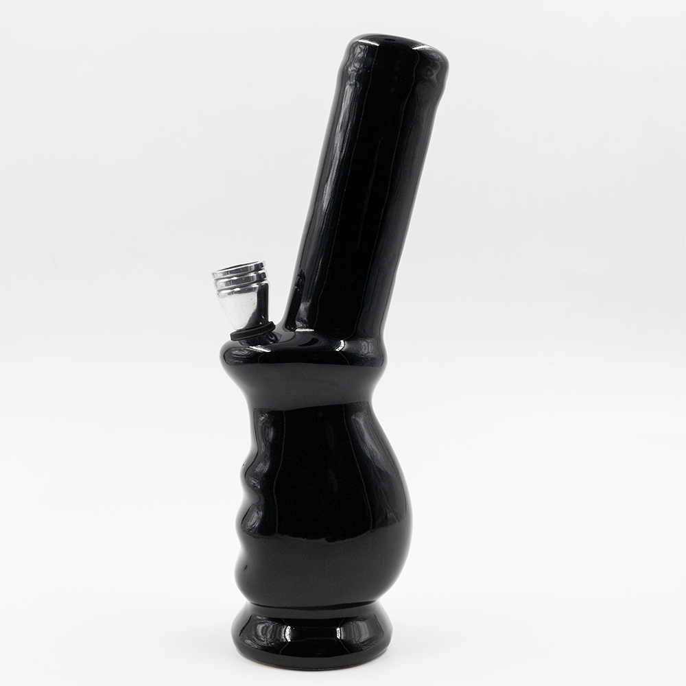 Gripper Ceramic Bong - Black (Green Leaf) The Bong Shop