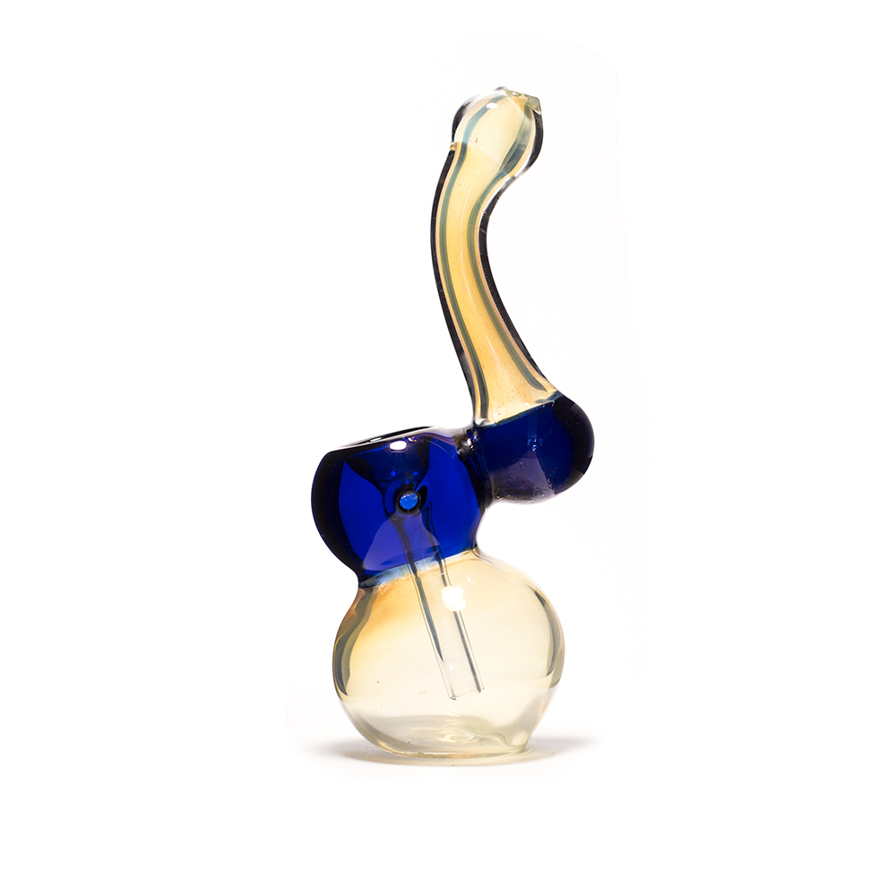 GLASS BUBBLER - MILKY WITH BLUE MIDDLE The Bong Shop