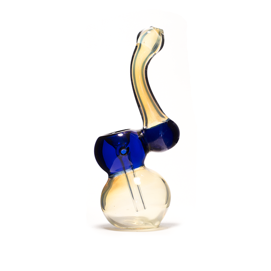 GLASS BUBBLER - MILKY WITH BLUE MIDDLE The Bong Shop