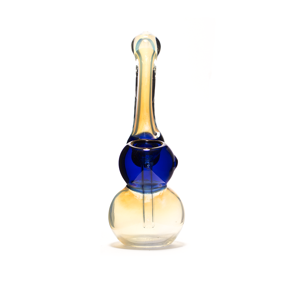 GLASS BUBBLER - MILKY WITH BLUE MIDDLE The Bong Shop