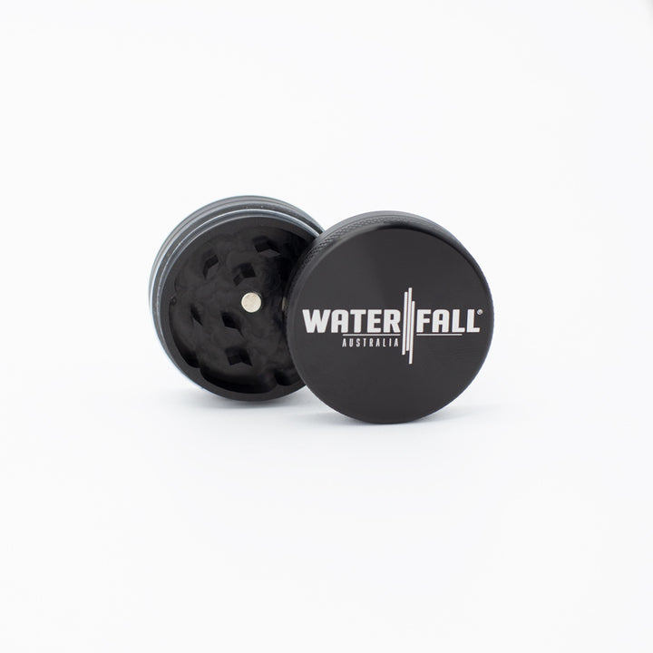 Two-Part Aluminium Grinder - Gloss Black (40mm) Waterfall