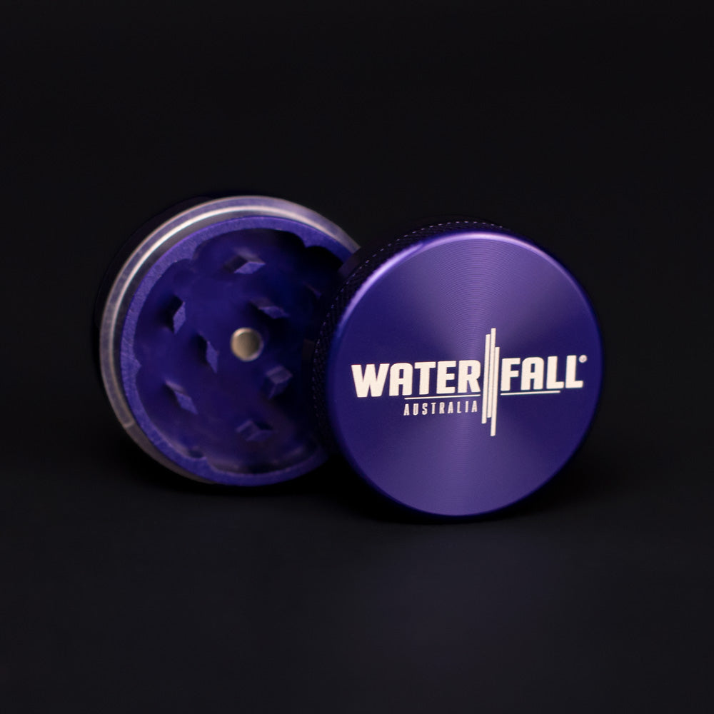 Two-Part Aluminium Grinder - Gloss Blue (40mm) Waterfall