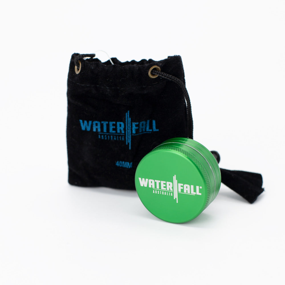 Two-Part Aluminium Grinder - Gloss Green (40mm) Waterfall