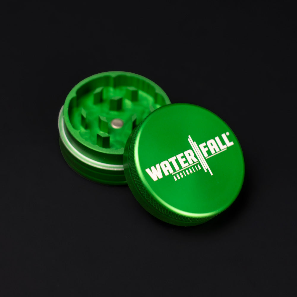 Two-Part Aluminium Grinder - Gloss Green (40mm) Waterfall