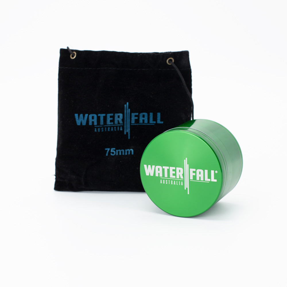 Four-Part Aluminium Grinder - Gloss Green (75mm) Waterfall