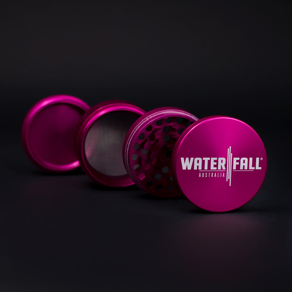 Four-Part Aluminium Grinder - Gloss Pink (75mm) Waterfall