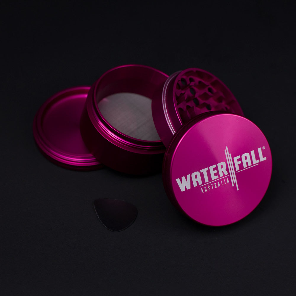 Four-Part Aluminium Grinder - Gloss Pink (75mm) Waterfall