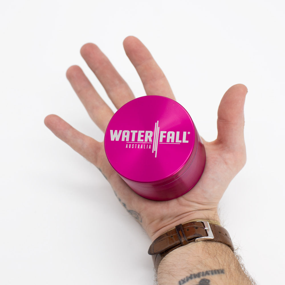 Four-Part Aluminium Grinder - Gloss Pink (75mm) Waterfall