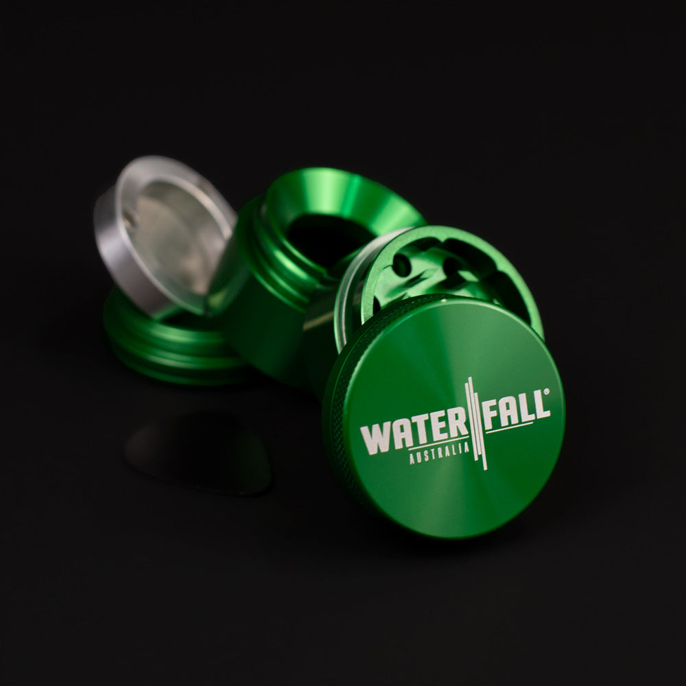 Four-Part Aluminium Grinder with Removable Screen - Gloss Green (43mm) Waterfall