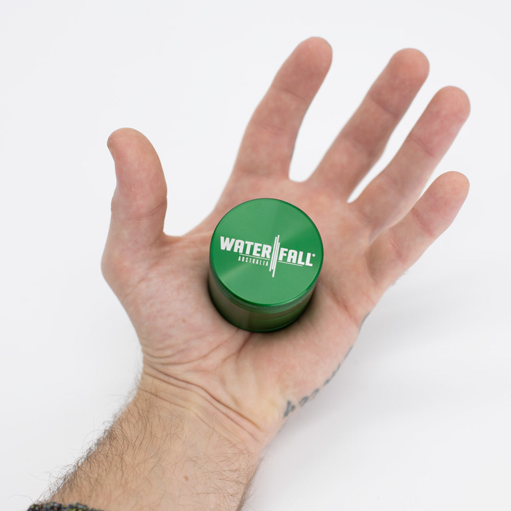 Four-Part Aluminium Grinder with Removable Screen - Gloss Green (43mm) Waterfall