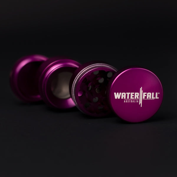 Four-Part Aluminium Grinder with Removable Screen - Gloss Dark Purple (43mm) Waterfall