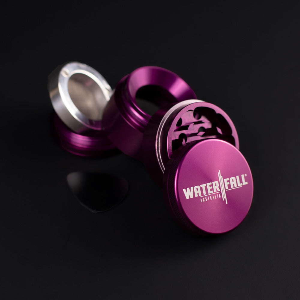 Four-Part Aluminium Grinder with Removable Screen - Gloss Dark Purple (43mm) Waterfall