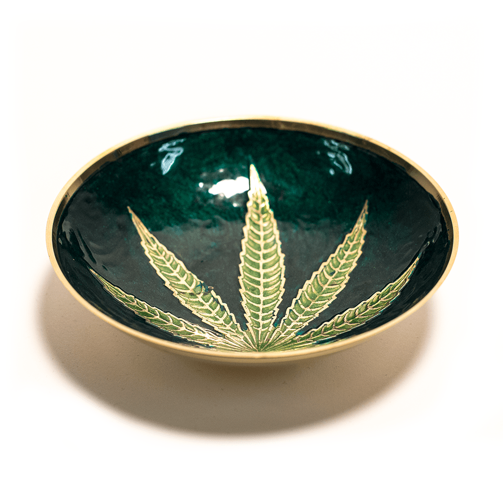 BRASS BOWL WITH LEAF 6 INCHES The Bong Shop
