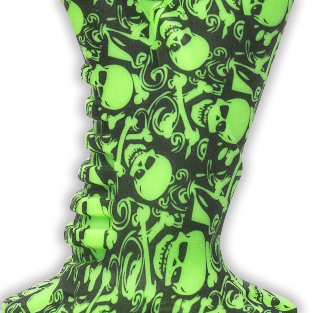 Skulls Gripper Silicone Bong - Black & Green The Bong Shop