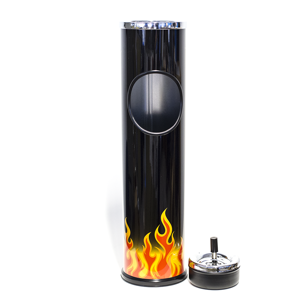 ASHTRAY - 60CM BLACK W/ FLAMES The Bong Shop