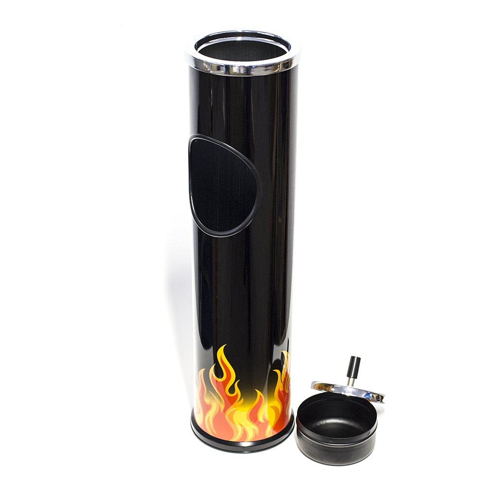 ASHTRAY - 60CM BLACK W/ FLAMES The Bong Shop