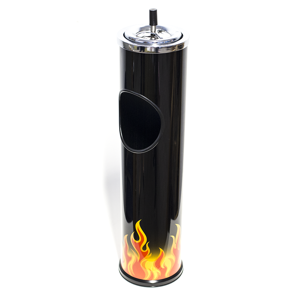 ASHTRAY - 60CM BLACK W/ FLAMES The Bong Shop