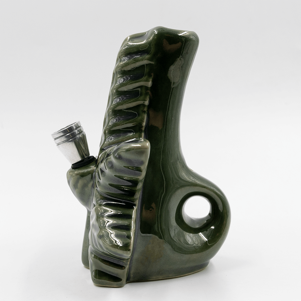 Textured Leaf Ceramic Bong - Green The Bong Shop