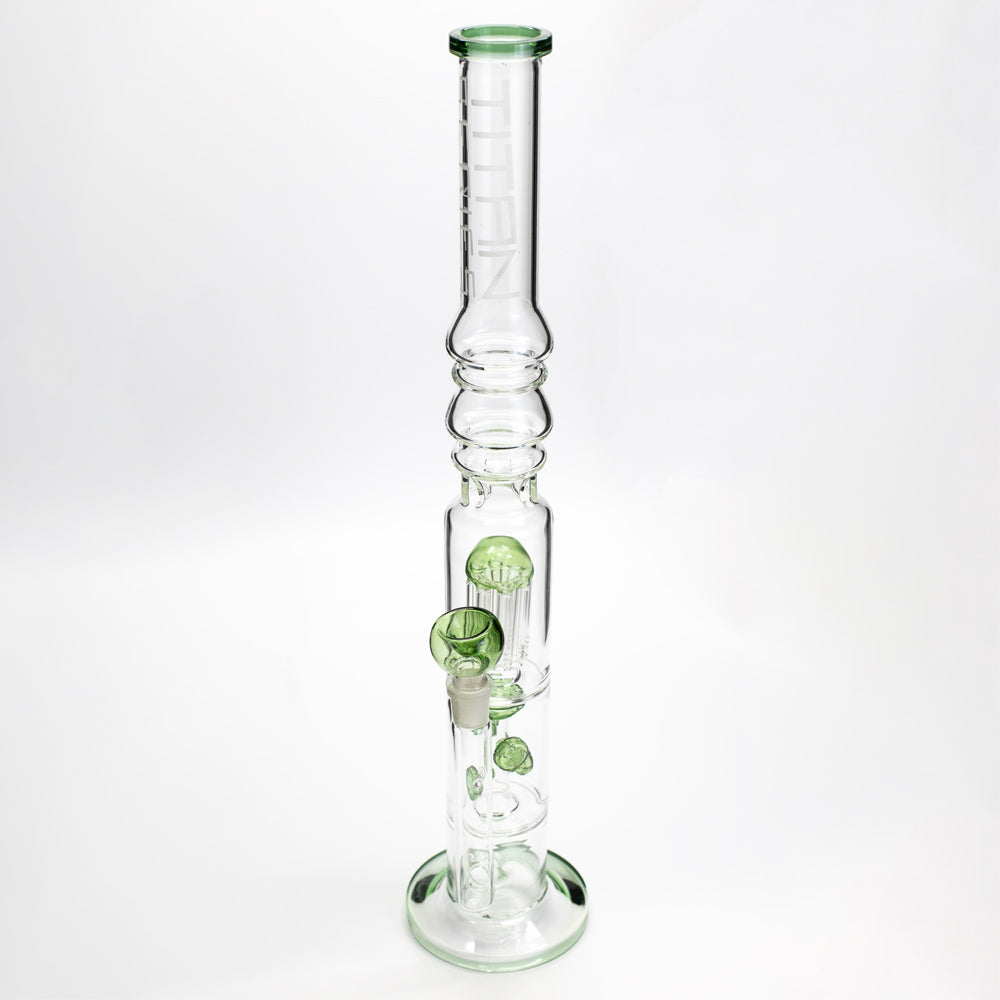 Titan Series | Vertical Stabiliser Glass Bong (Deluxe Wooden Box Edition) Waterfall