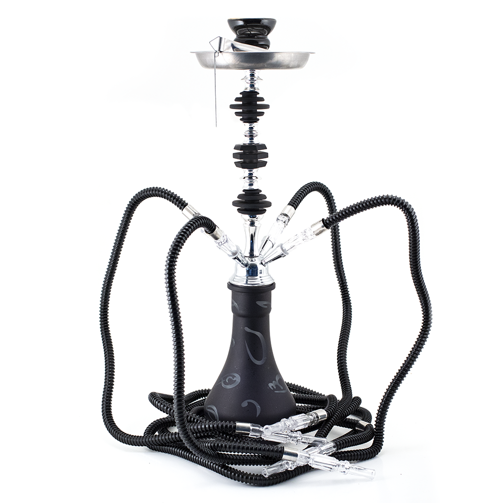 4 Hose Hookah - Arabic Black and Chrome (54cm) The Bong Shop