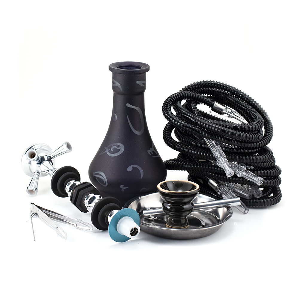 4 Hose Hookah - Arabic Black and Chrome (54cm) The Bong Shop