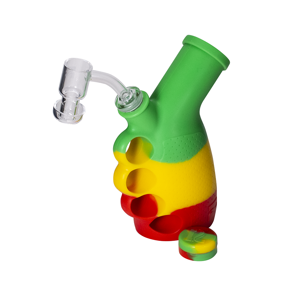 DAB RIG - RASTA SILICONE KNUCKLE DUSTER RIG BUBBLER KIT The Bong Shop