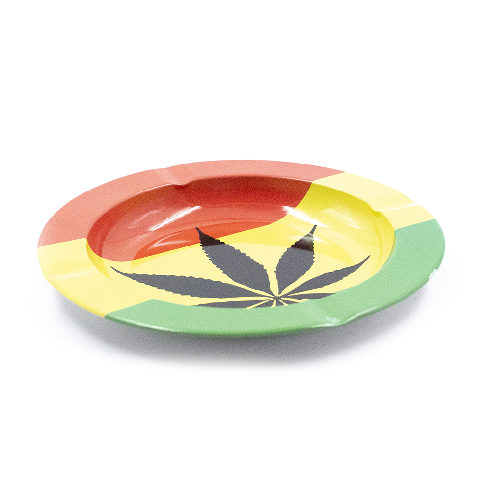 METAL ASHTRAY - RASTA WEED LEAF The Bong Shop