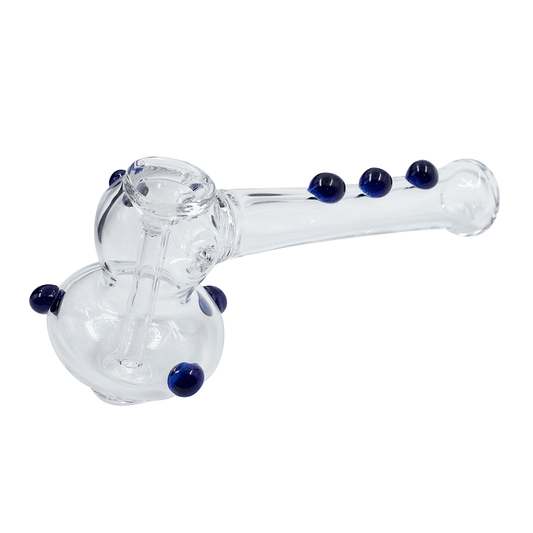 Glass Hammer Bong - Clear with Blue Dots The Bong Shop
