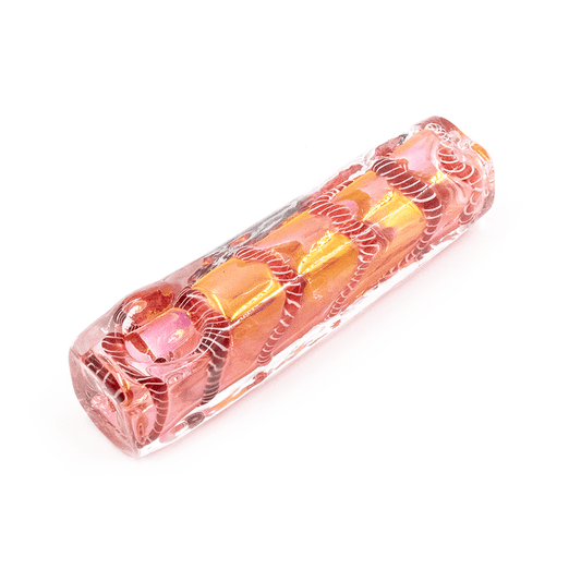 G PIPE RECTANGLE RED SWIRL HOLE AT END The Bong Shop
