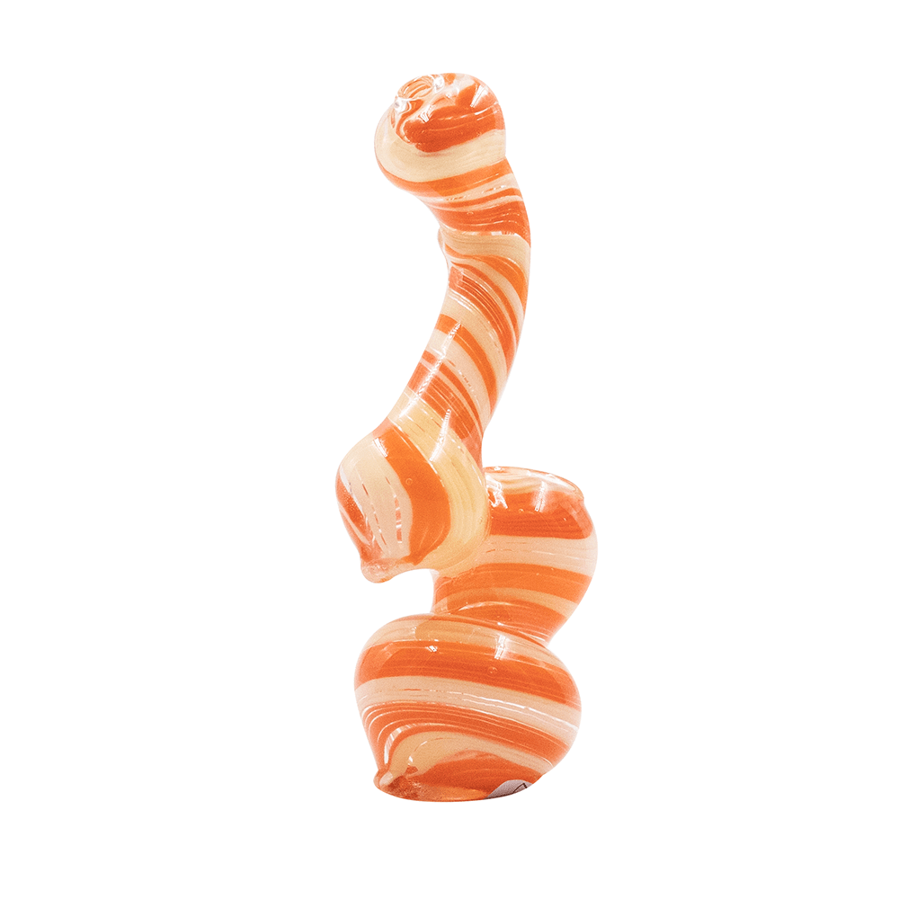 G BUBBLER SML OGE WHT STRIPES The Bong Shop
