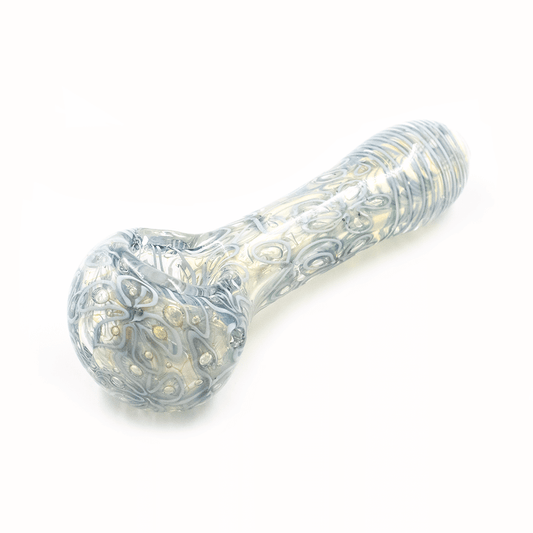 G PIPE SPOON CLEAR WITH WHT SWIRLS The Bong Shop