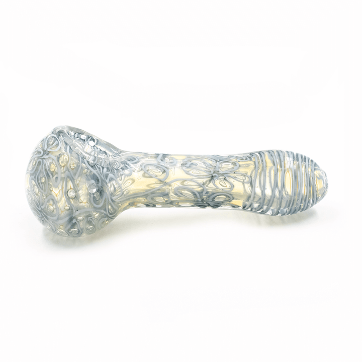 G PIPE SPOON CLEAR WITH WHT SWIRLS The Bong Shop
