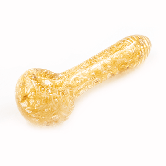 G PIPE SPOON CLEAR WITH YEL SWIRLS The Bong Shop