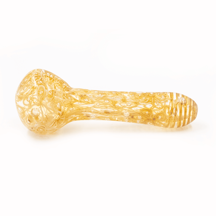 G PIPE SPOON CLEAR WITH YEL SWIRLS The Bong Shop