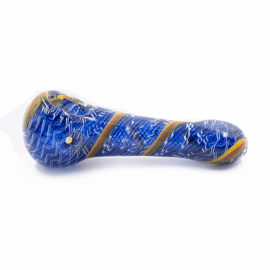 BLUE FLECK RAINBOW TWIST - GLASS PIPE The Bong Shop
