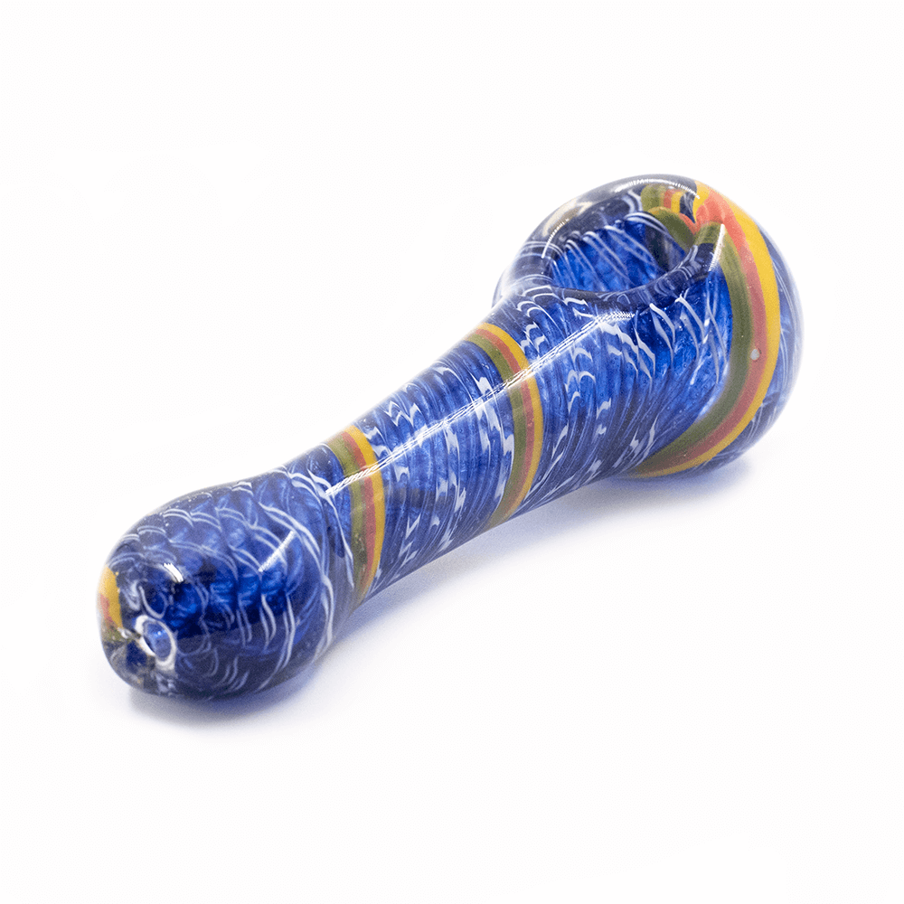 BLUE FLECK RAINBOW TWIST - GLASS PIPE The Bong Shop