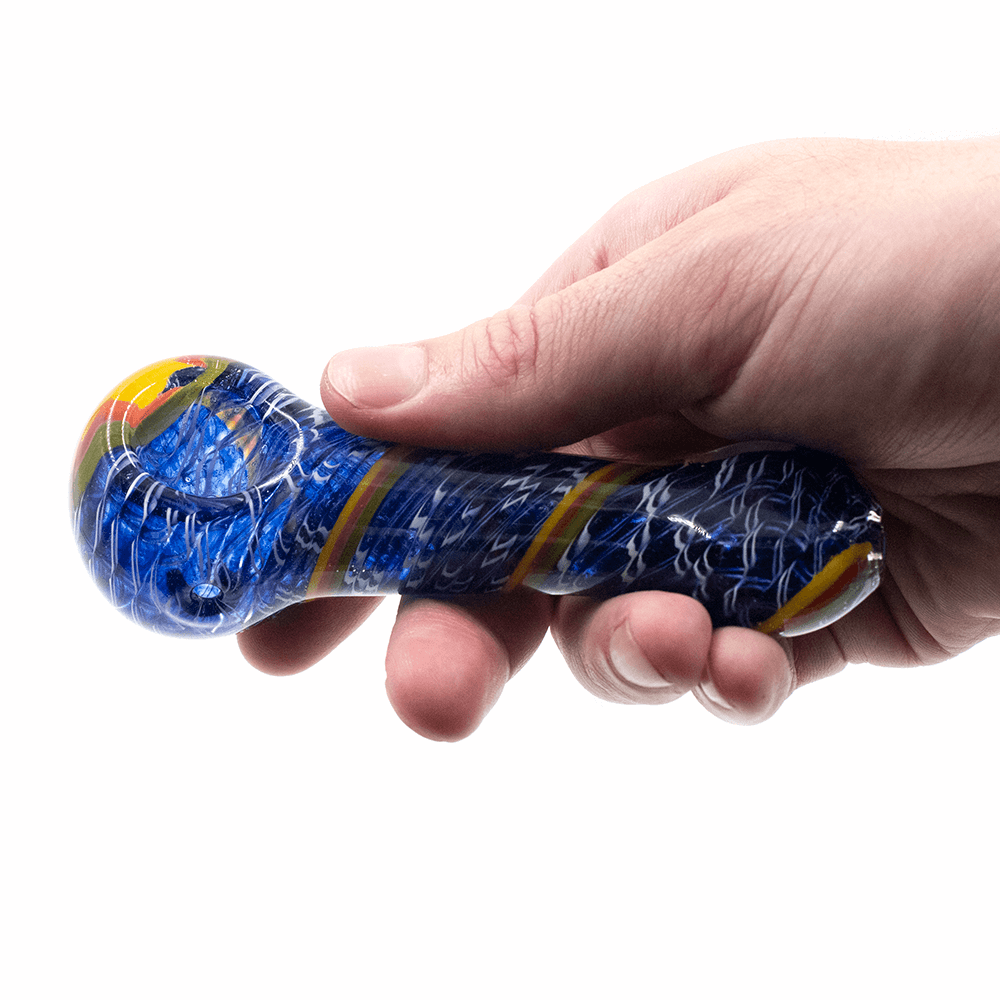 BLUE FLECK RAINBOW TWIST - GLASS PIPE The Bong Shop