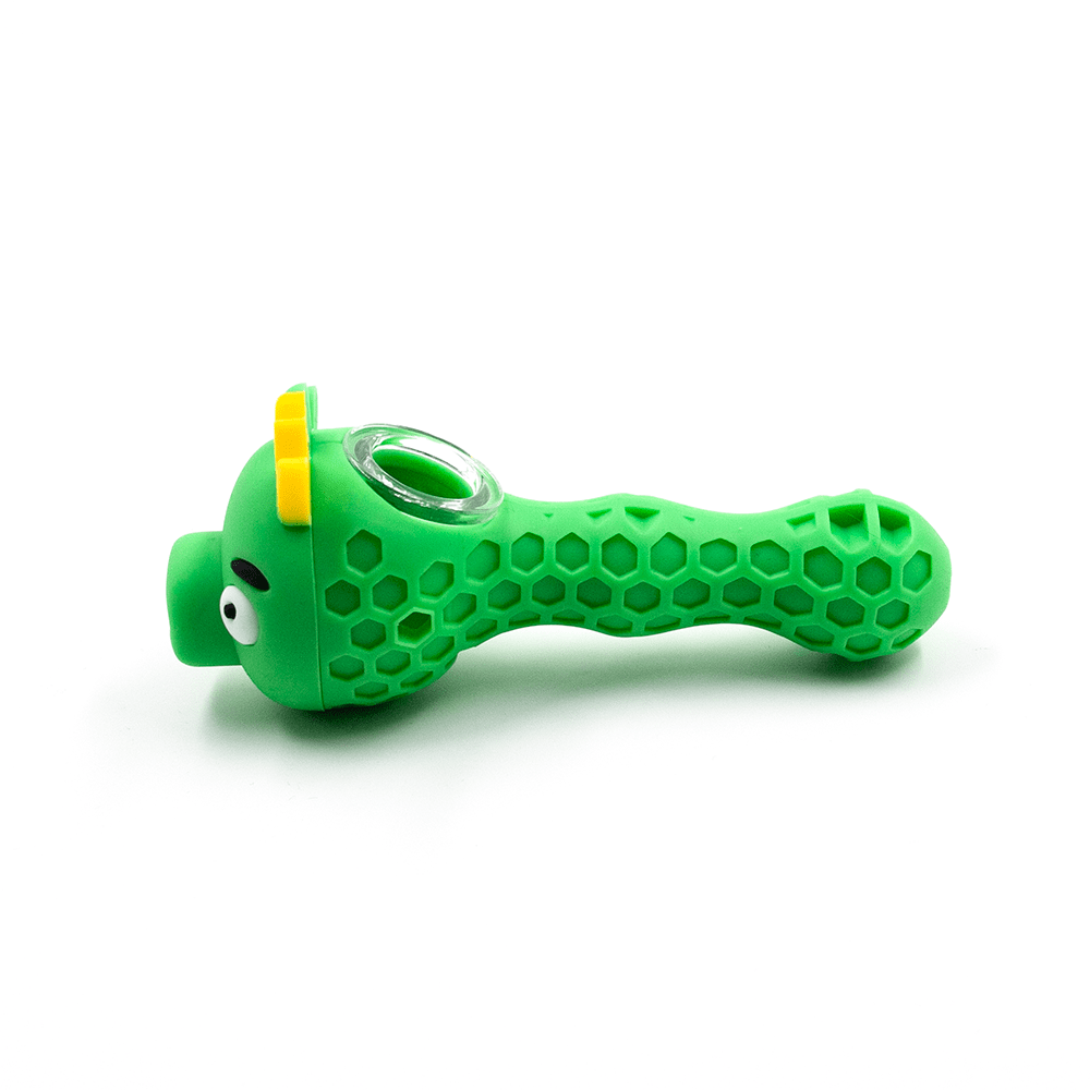 PIPE- SILICONE CROWNED GREEN PIG The Bong Shop