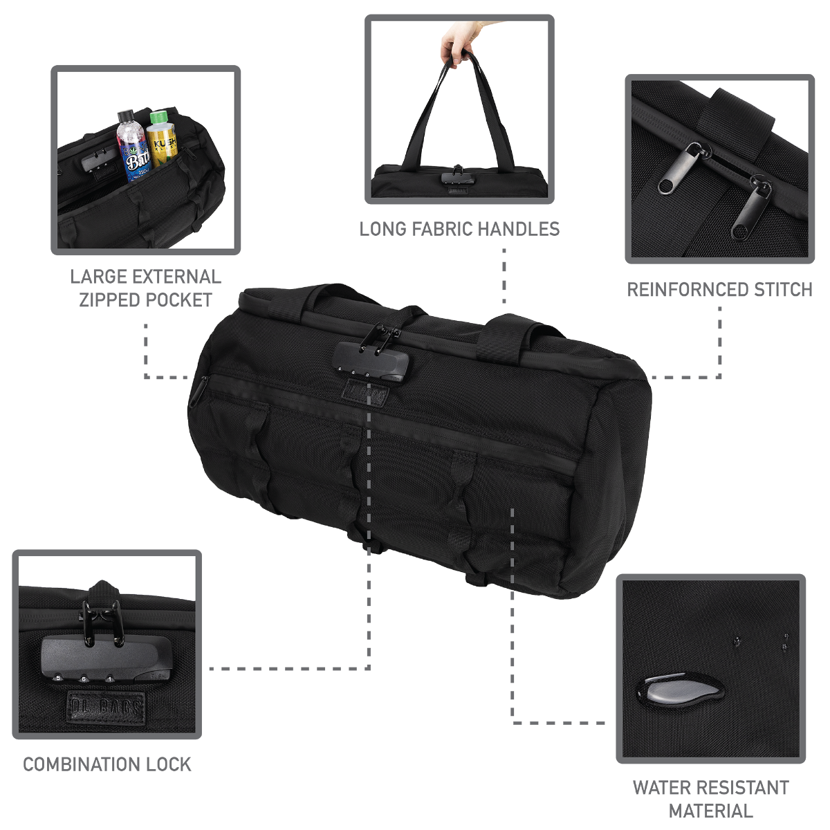 Smellproof & Lockable DL Cylinder Bag DL Bags