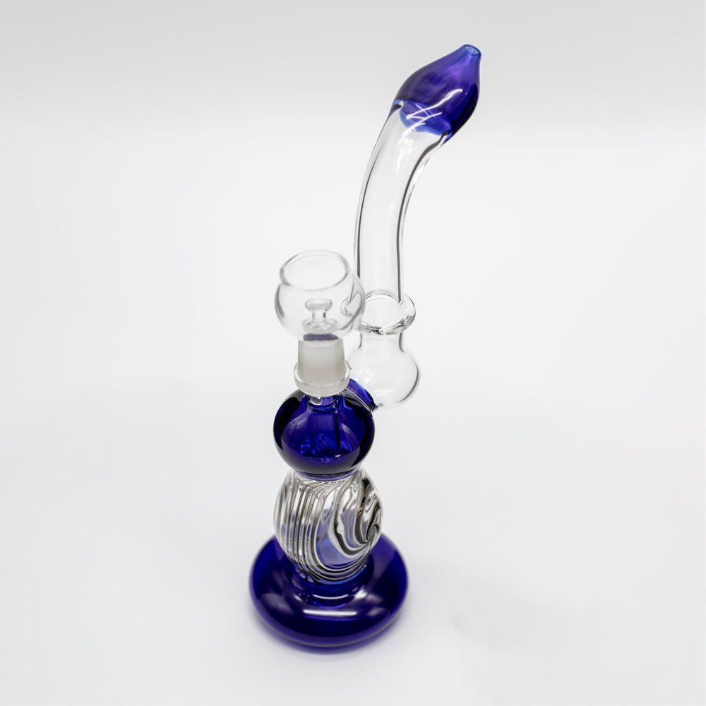 25 CM DAB RIG & HERB BONG - BLUE WITH BLACK & WHITE The Bong Shop