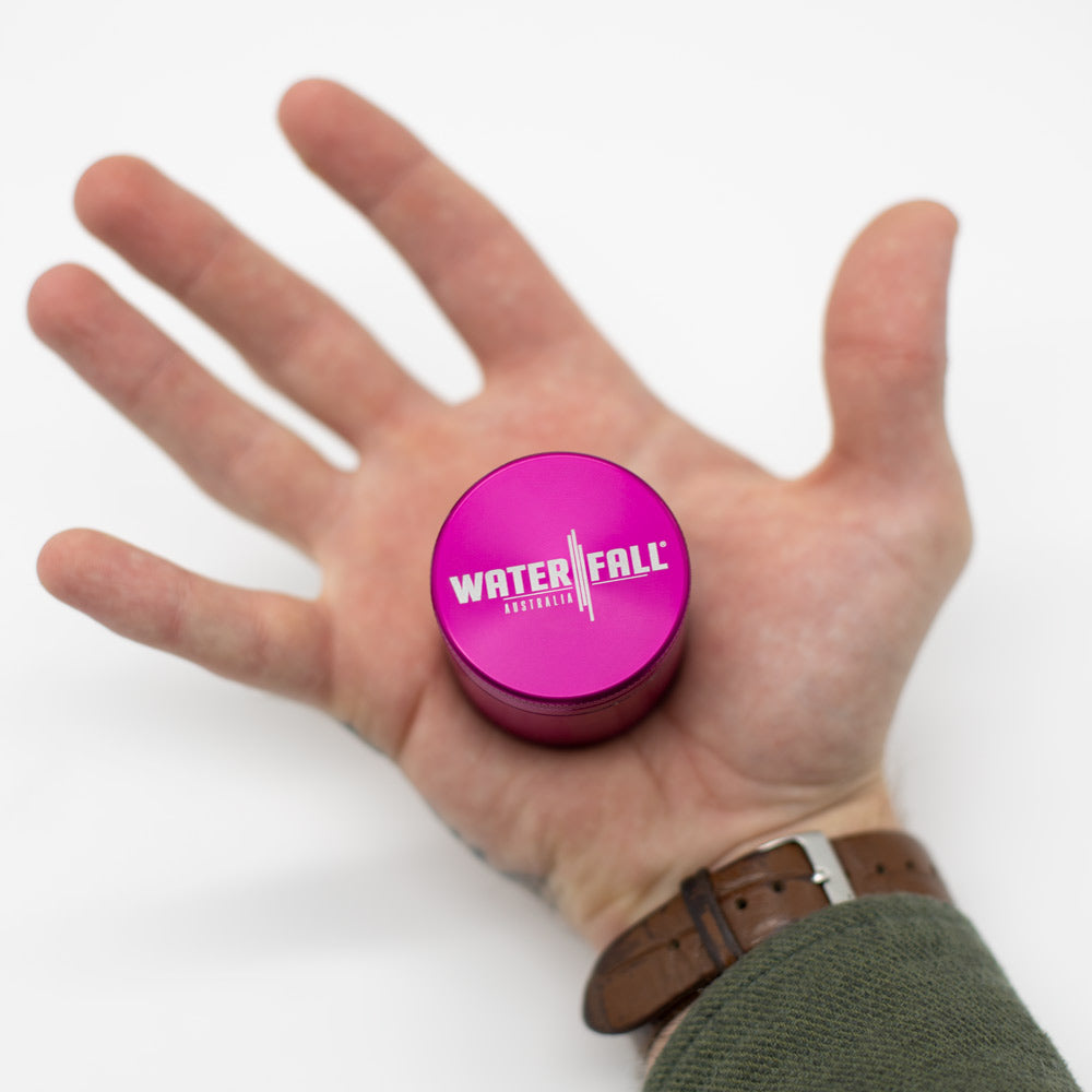 Four-Part Aluminium Grinder with Removable Screen - Gloss Pink (43mm) Waterfall