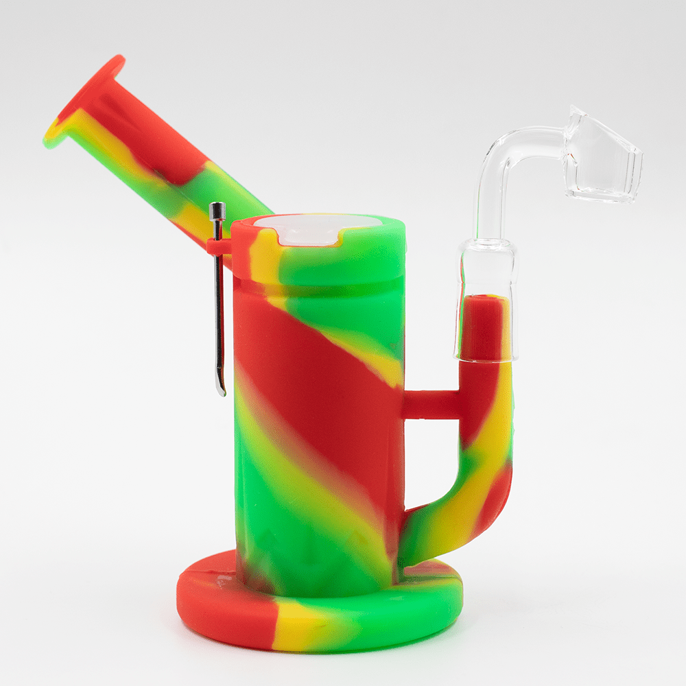 Steel Dab Silicone Bong - Rasta Planet X