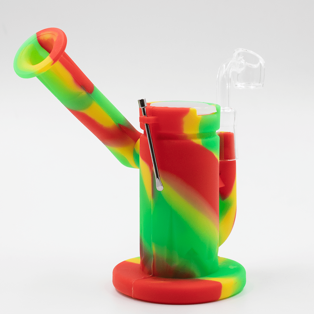 Steel Dab Silicone Bong - Rasta Planet X