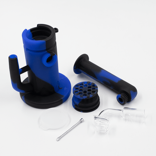 Steel Dab Silicone Bong - Black/Blue Planet X