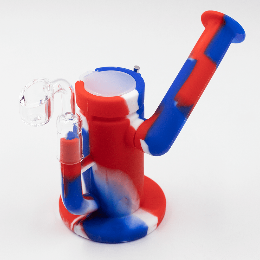 Steel Dab Silicone Bong - Red/Blue/White Planet X