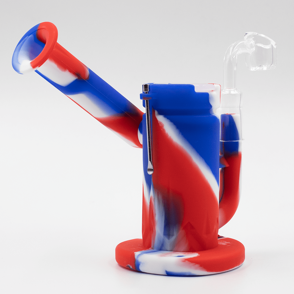 Steel Dab Silicone Bong - Red/Blue/White Planet X