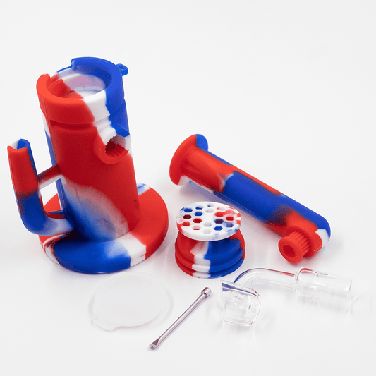 Steel Dab Silicone Bong - Red/Blue/White Planet X