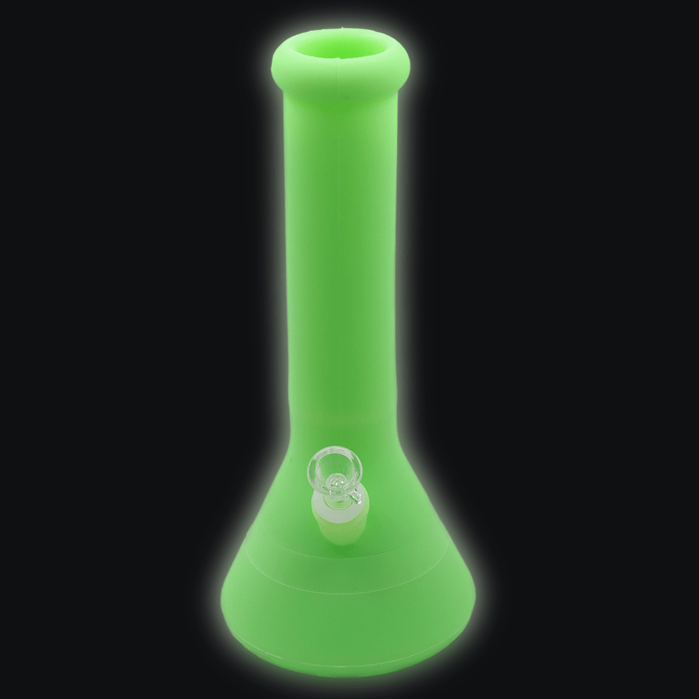 Tall Beaker Glow Silicone Bong- Green Planet X